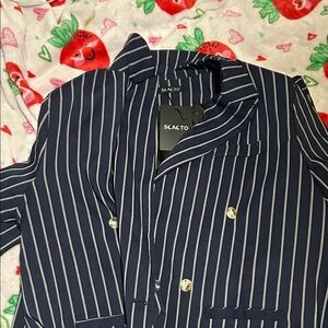 Men's Navy Striped Blazer